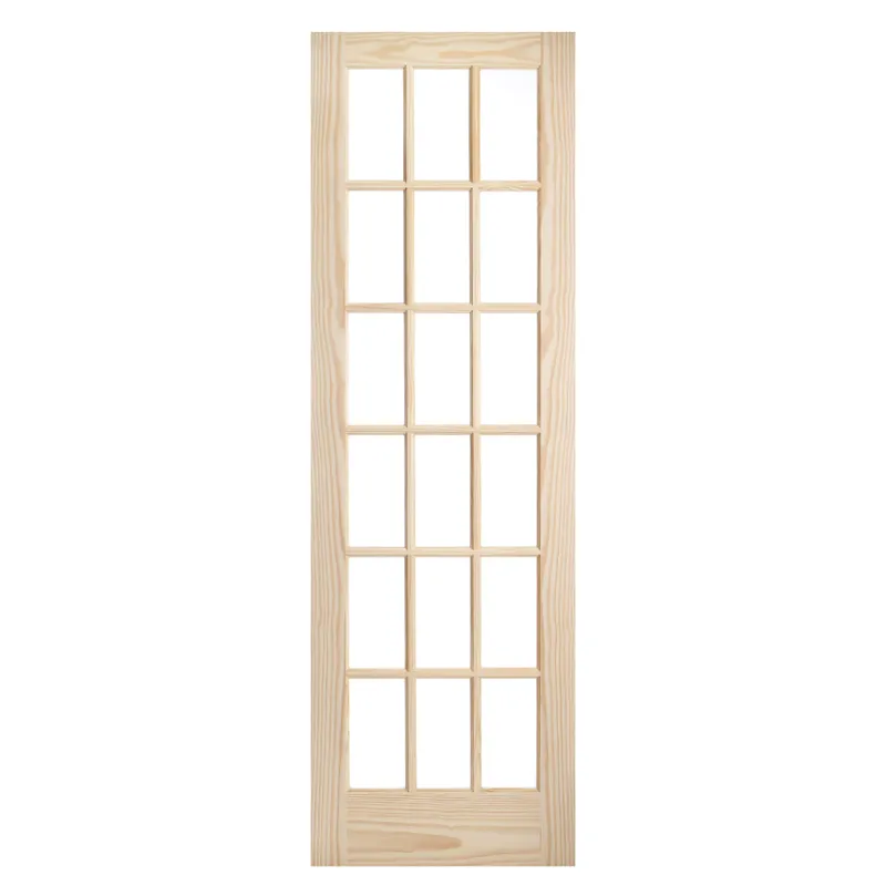 4 Panel Square Veneer Doors Design Interior Wooden Door with Glass