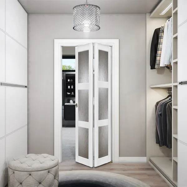 Kudas Design Internal Tempered Pivot Wooden Primer Molding Bifold Door