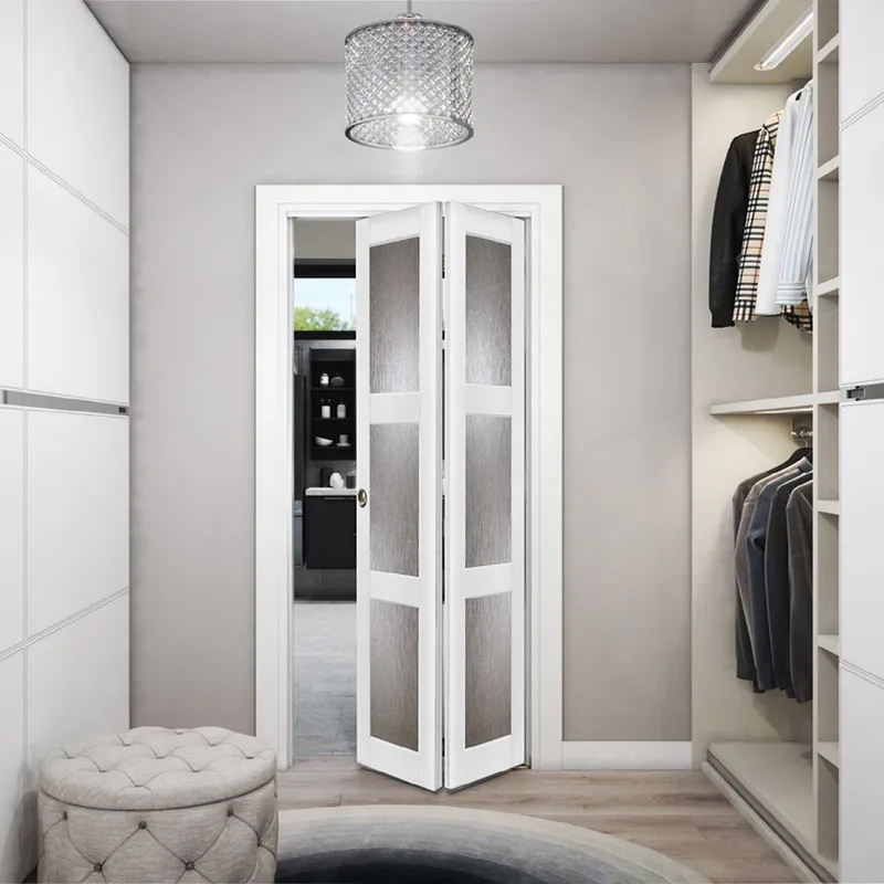 Kudas Design Internal Tempered Pivot Wooden Primer Molding Bifold Door