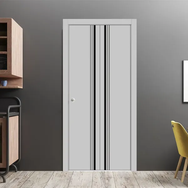 Residential Building Aluminum Clad Wood Bifold Glass Door With Glass