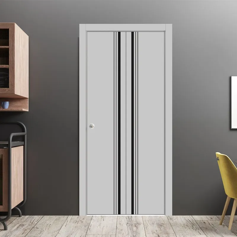 Residential Building Aluminum Clad Wood Bifold Glass Door With Glass