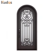 Metal Steel Wrought Iron Double Front Iron Door with Glass Screens