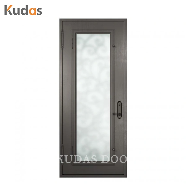 Metal Impact Double Glass Exterior Wrought Iron Front Door