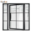 Home Entry Security Iron Steel Glass Double Doors Wrought Iron Door