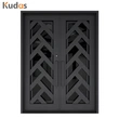 Exterior Metal Double Door Wrought Iron Security Front Entry Doors