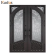 Customized Design Luxury Residential Steel Glass Wrought Iron Doors