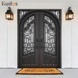 Customized Design Luxury Residential Steel Glass Wrought Iron Doors