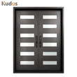 Kudas Home Entry Security Steel Glass Double Metal Wrought Iron Door