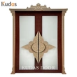 India Temple Style Entrance Exterior Entry Wood Door With Brass Handle