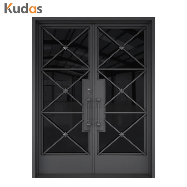 Fluorocarbon Anti Rust Wrought Iron Entry Door with Low E Glass