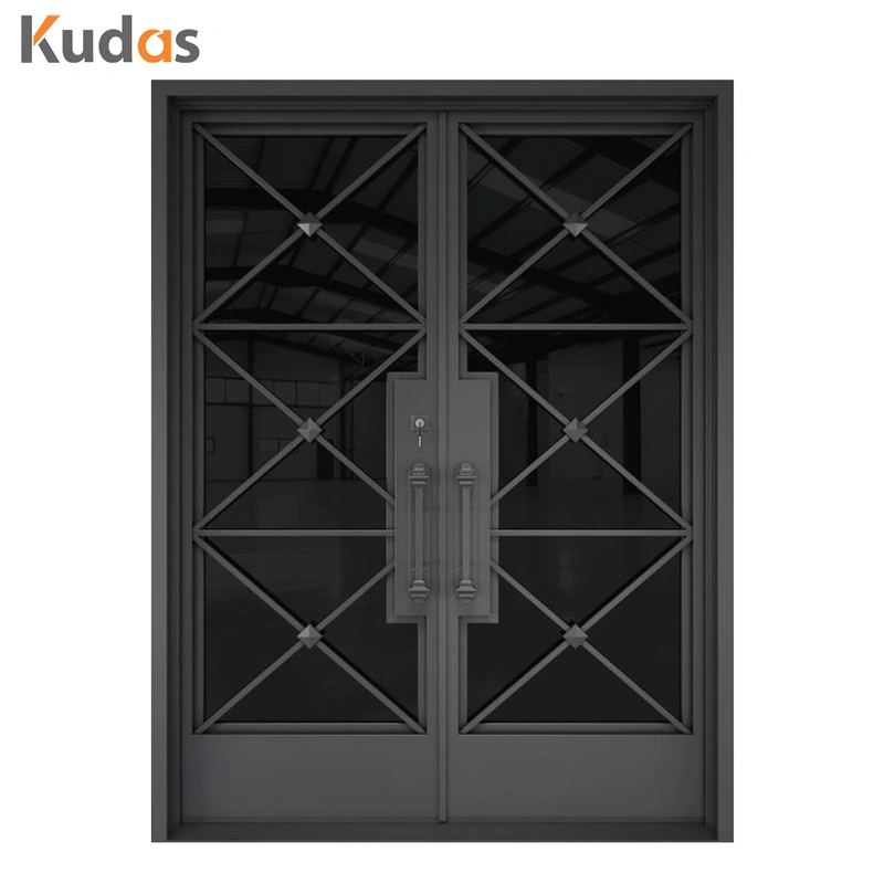 Fluorocarbon Anti Rust Wrought Iron Entry Door with Low E Glass