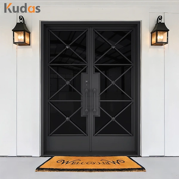 Fluorocarbon Anti Rust Wrought Iron Entry Door with Low E Glass