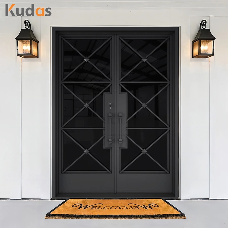 Fluorocarbon Anti Rust Wrought Iron Entry Door with Low E Glass