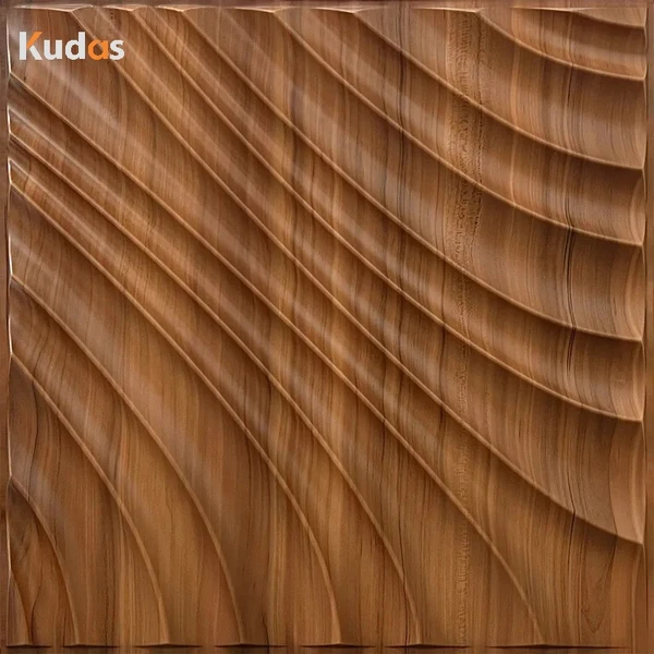 Wallboard Interior Decoration Wooden Wavy Wall Design 3D Wall Panels