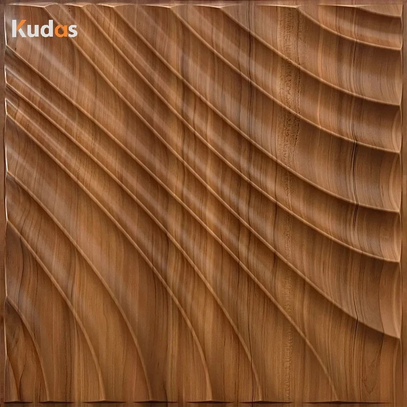 Wallboard Interior Decoration Wooden Wavy Wall Design 3D Wall Panels