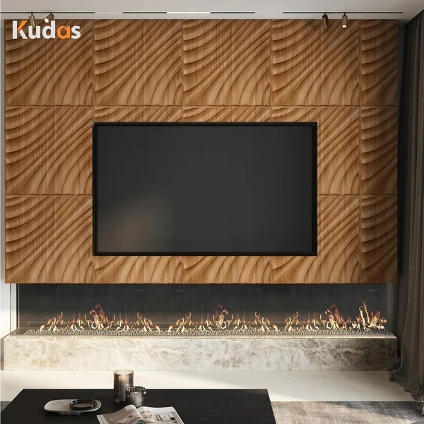 Wallboard Interior Decoration Wooden Wavy Wall Design 3D Wall Panels