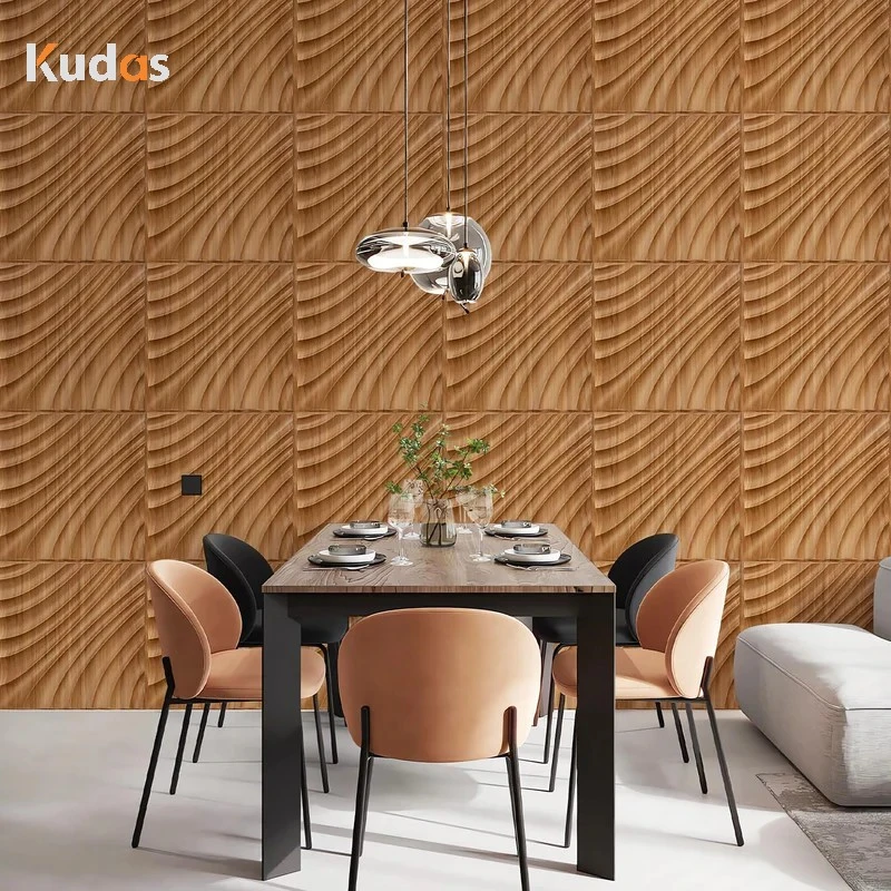 Wallboard Interior Decoration Wooden Wavy Wall Design 3D Wall Panels