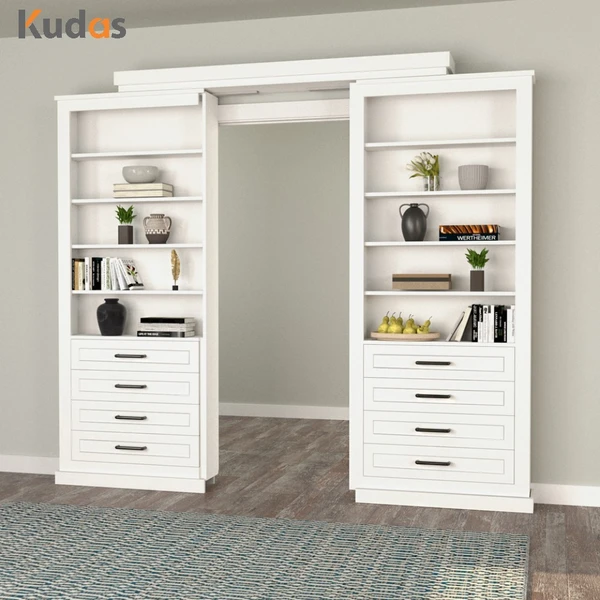 Double sliding door hidden bookcase doors DIY sliding bookshelf door