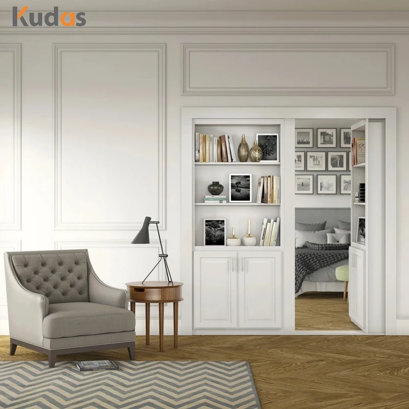 Double sliding door hidden bookcase doors DIY sliding bookshelf door