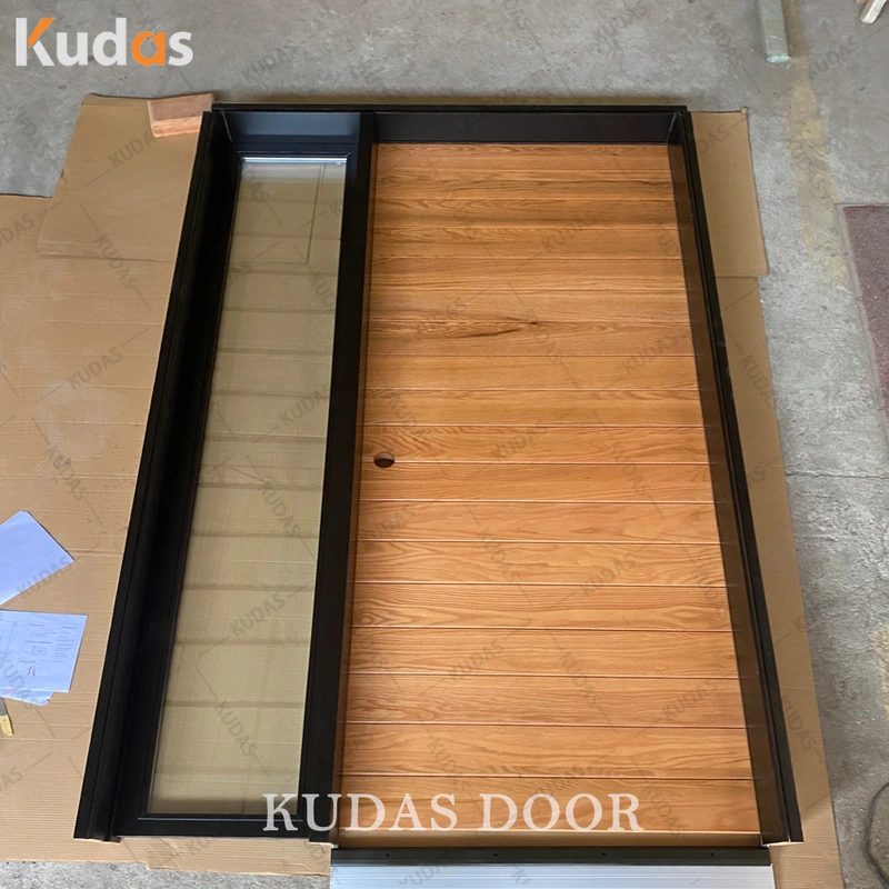 Kudas Residential Custom Modern 3D Carving Solid Wooden Exterior Villa Front Entry Door