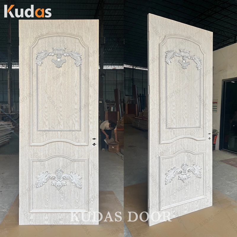Modern design white color teak wood main interior solid wooden door