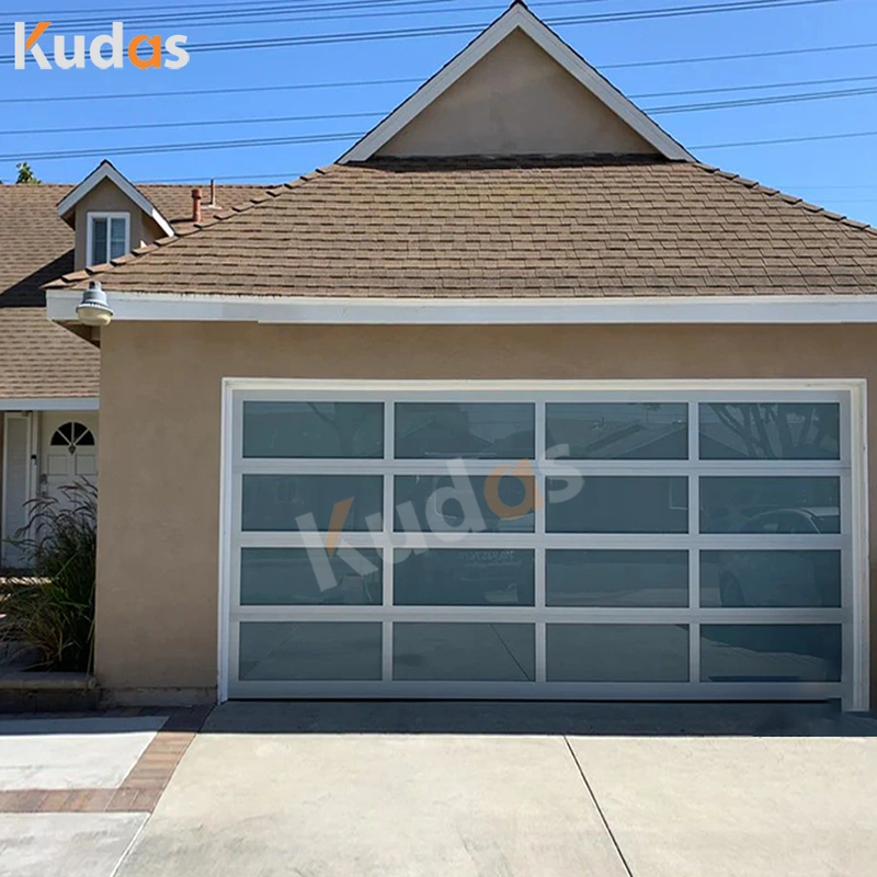 Tempered Mirror Glass Sectional Aluminum Frameless Garage Doors