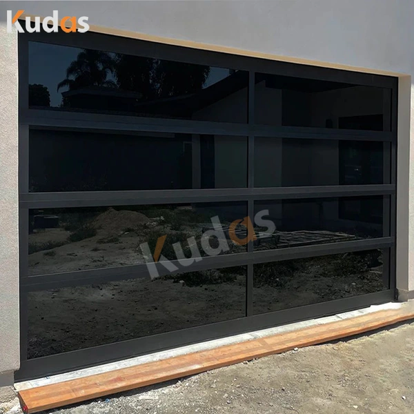 Aluminum Frame Black Anodized  Tempered Frosted Glass Garage Door
