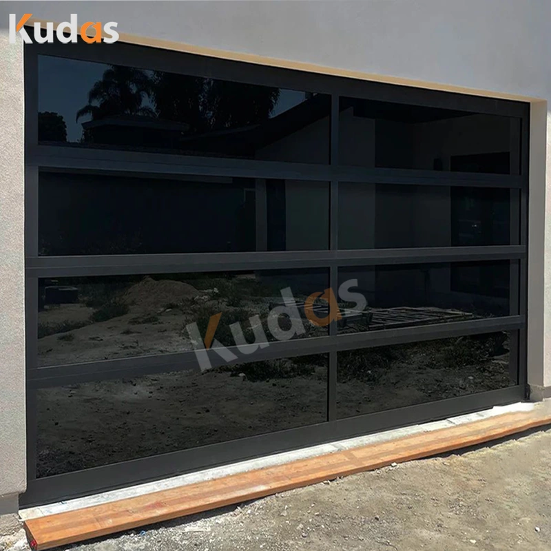 Aluminum Frame Black Anodized  Tempered Frosted Glass Garage Door