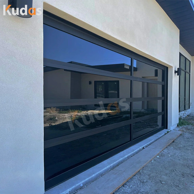 Aluminum Frame Black Anodized  Tempered Frosted Glass Garage Door