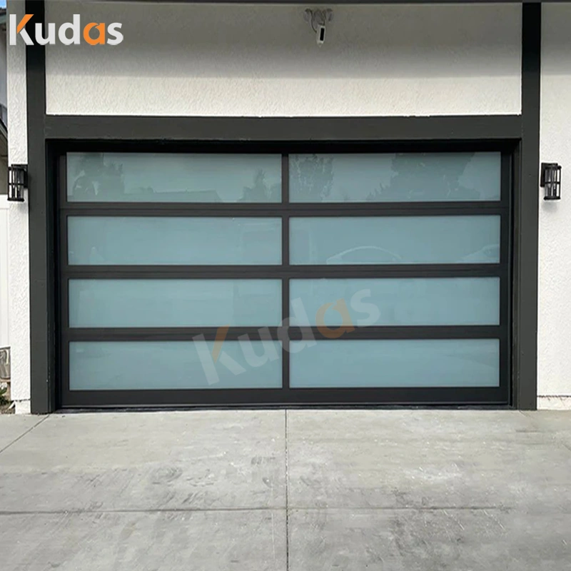 Modern Aluminum Glass and Plycarbonate Sectional Garage Door
