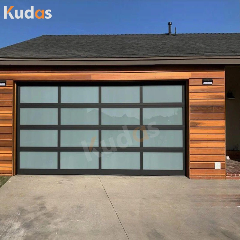 Tempered Glass 4 Panels Aluminum Patio Glass Sliding Garage Door 