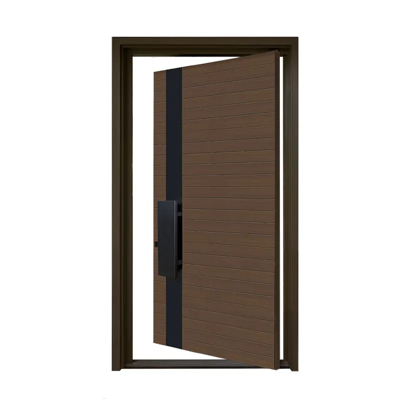 أبواب دخول محورية من الخشب الصلب بتصميم عصري سكني