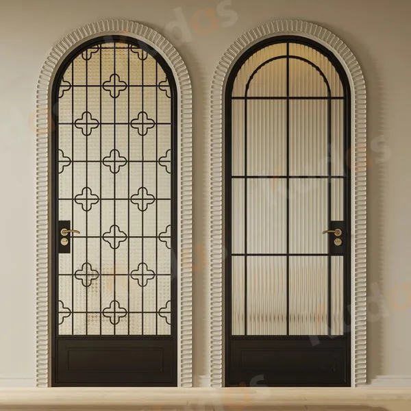 Solid Wood Doors Teak Wooden Main Double Door Designs with Decorative Glass