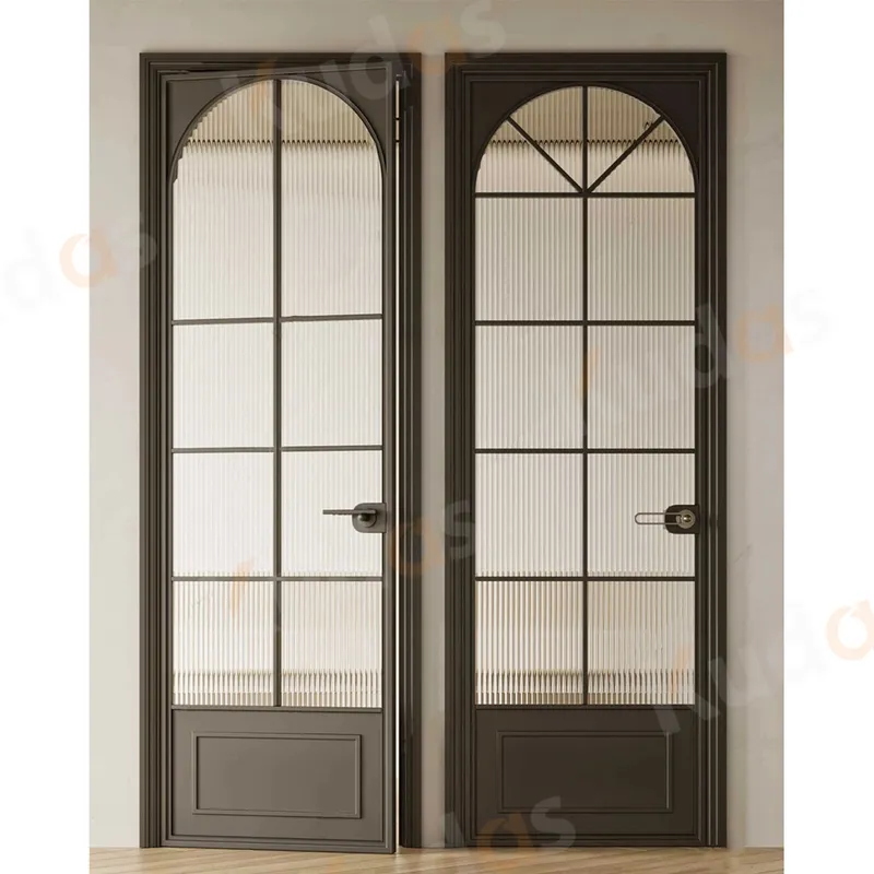Hot Press Swing Interior Wood White Black Bathroom Door with Glass
