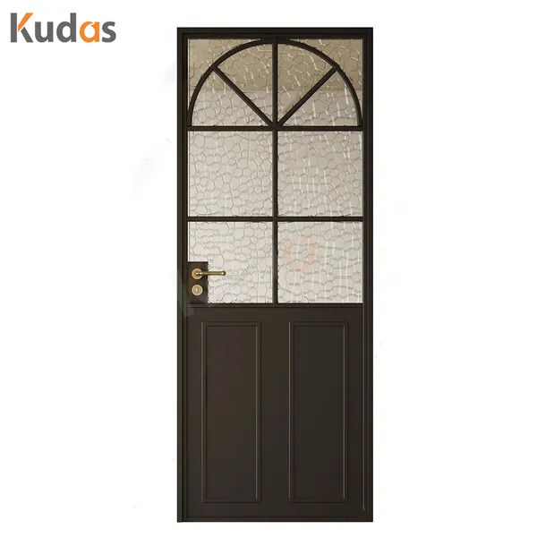 Hot Press Swing Interior Wood White Black Bathroom Door with Glass
