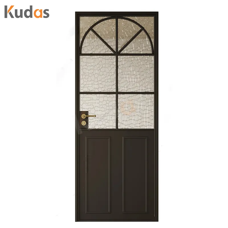 Hot Press Swing Interior Wood White Black Bathroom Door with Glass