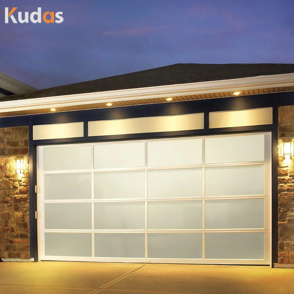 Automatic Tempered Aluminum Alloy Frosted Luxury Glass Garage Door
