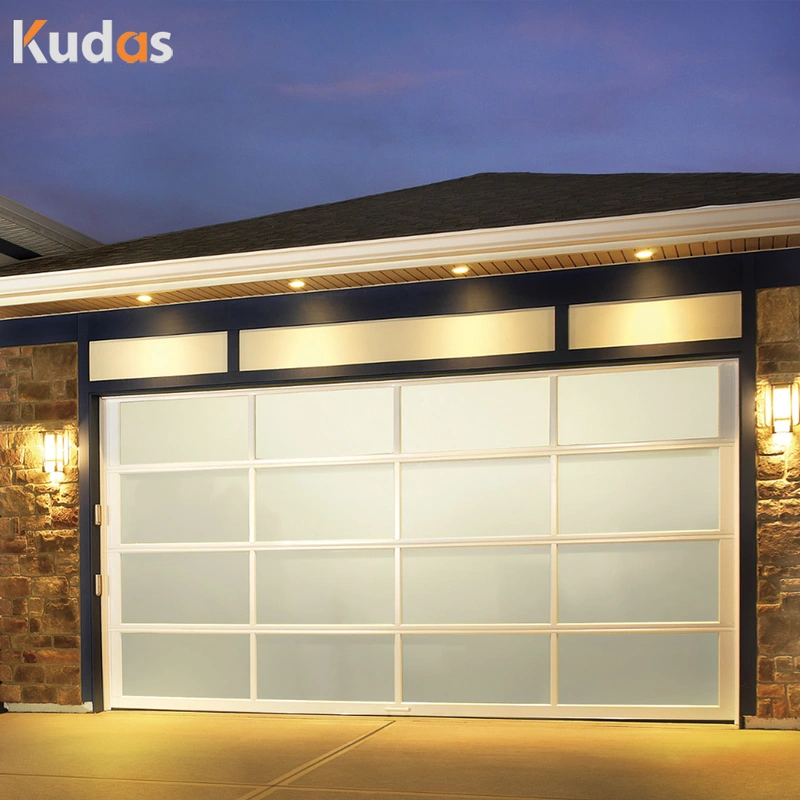 Automatic Tempered Aluminum Alloy Frosted Luxury Glass Garage Door