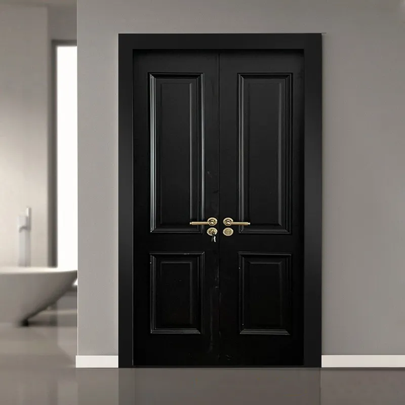 الولايات المتحدة الأمريكية mdf فيلا داخلية مخصصة شاكر أسود باب خشبي خشبي