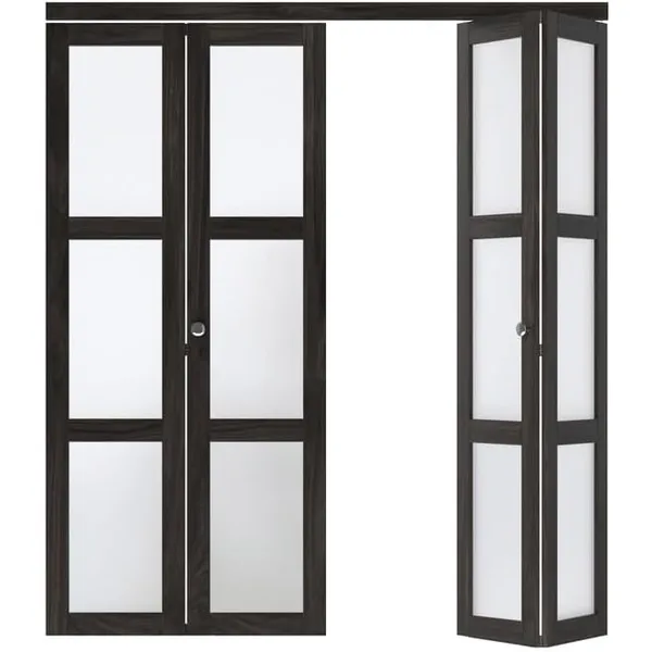 Four Glass Panel Wood Aluminum Sliding Bifold Door for Construction