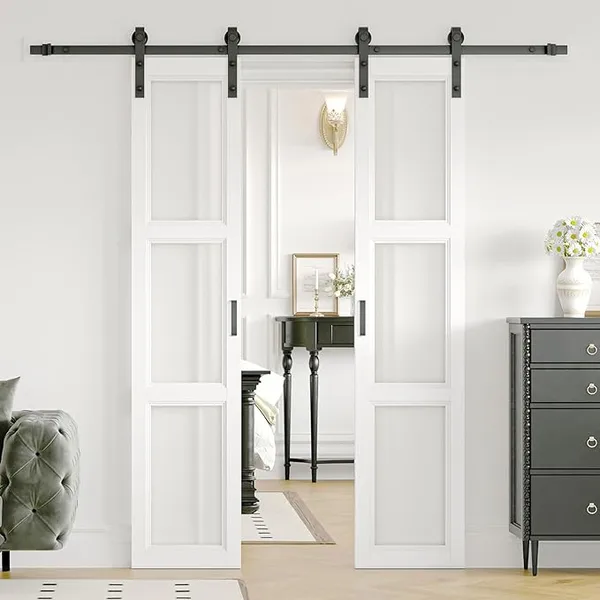 Villa Interior Double Sliding Wooden Barn Door Solid Wood Sliding Door