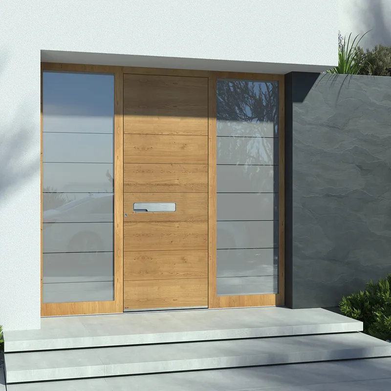 Exterior Security Wood Color Steel Entry Front Door