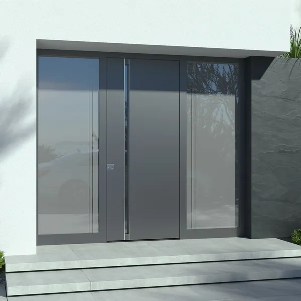 Single Double Gate Entrance Security Front Metal Steel Pivot Door