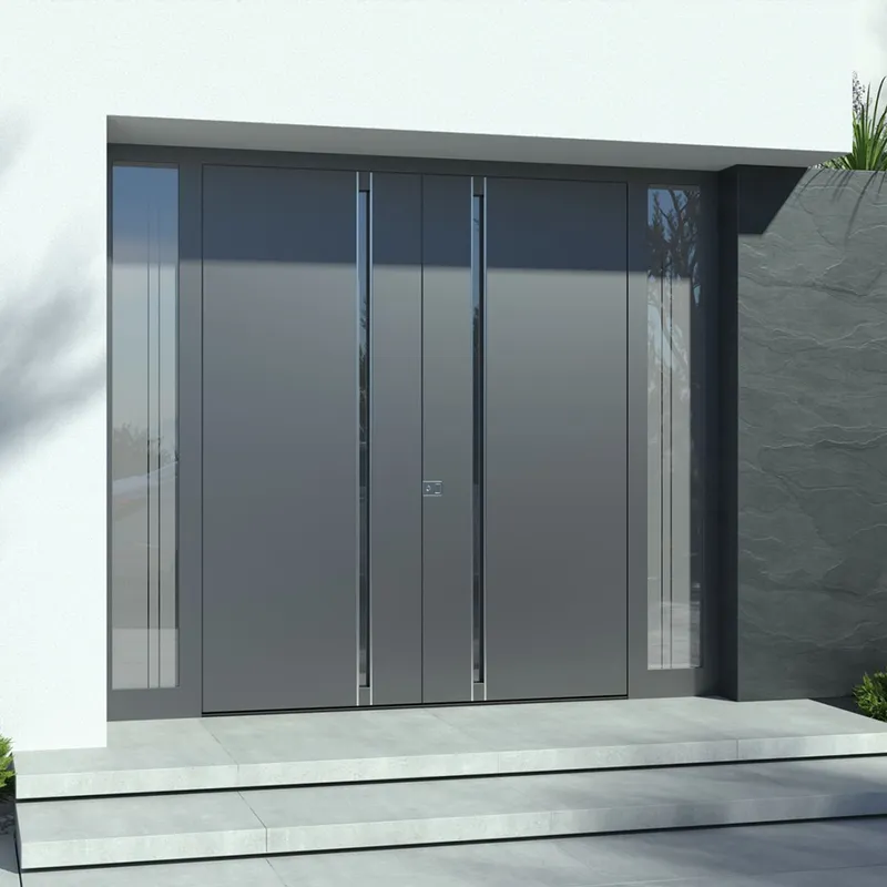 Single Double Gate Entrance Security Front Metal Steel Pivot Door