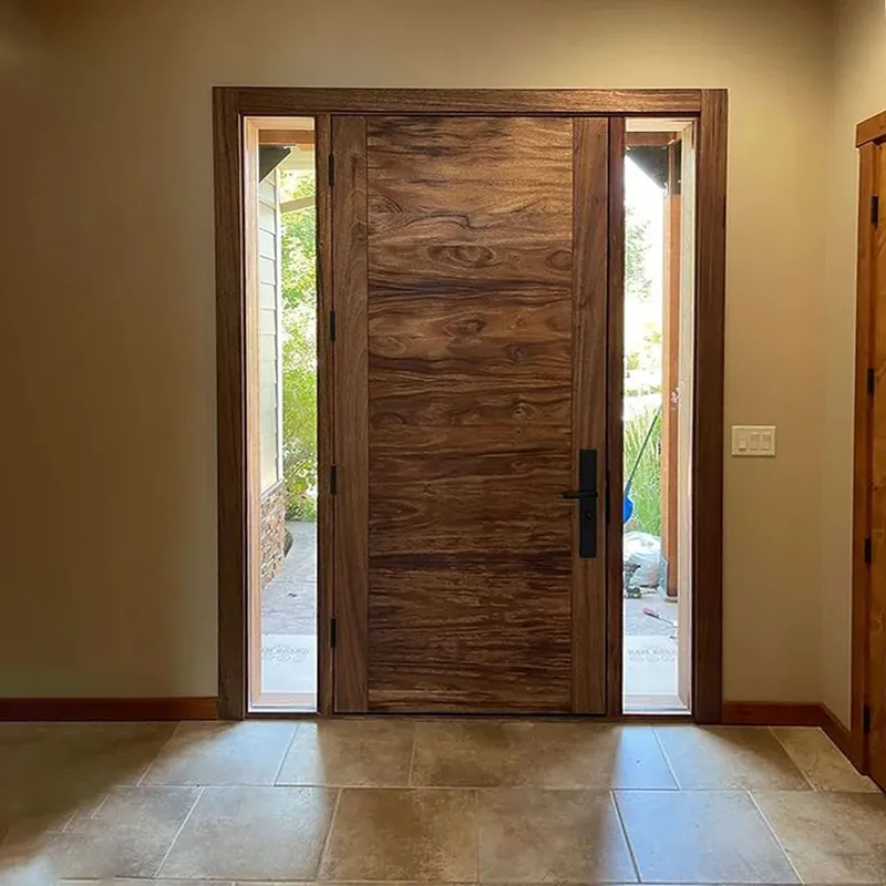 باب أمان خشبي خارجي محوري مدخل أمامي باب خشبي فولاذي