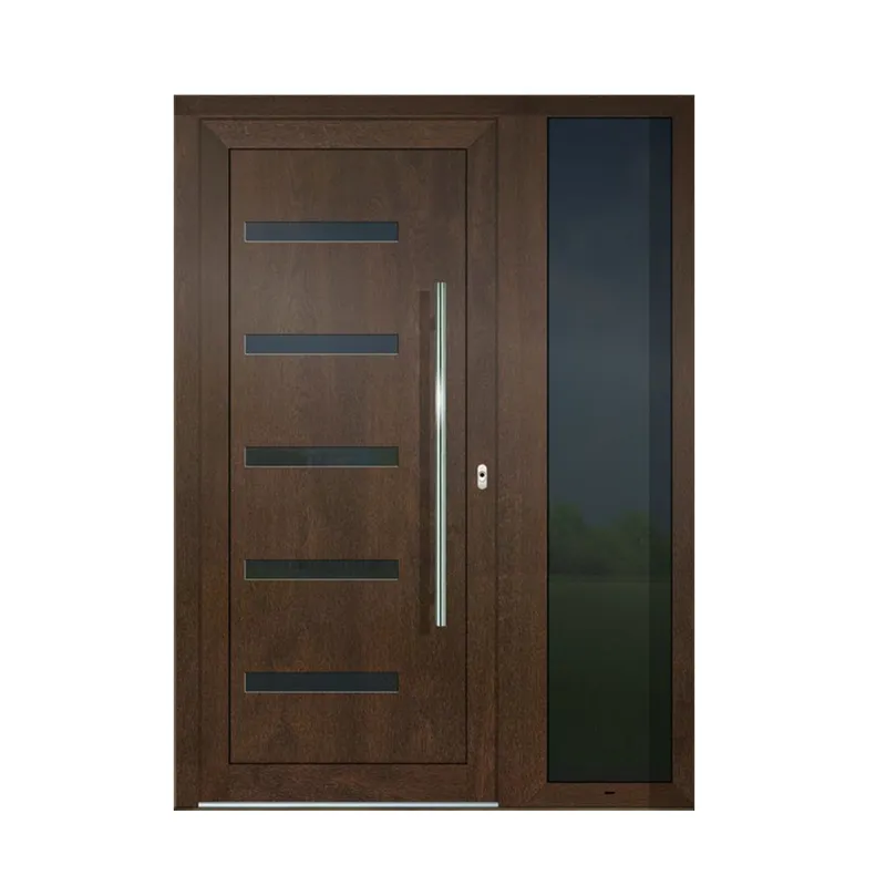 المدخل الخارجي الأمامي باب فولاذي رئيسي من الخشب الصلب