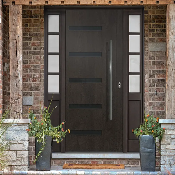 المدخل الخارجي الأمامي باب فولاذي رئيسي من الخشب الصلب