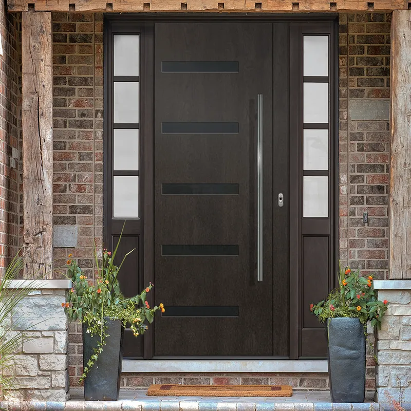المدخل الخارجي الأمامي باب فولاذي رئيسي من الخشب الصلب
