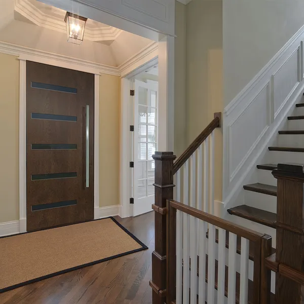 المدخل الخارجي الأمامي باب فولاذي رئيسي من الخشب الصلب