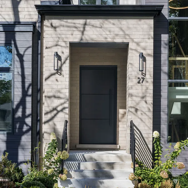 أبواب محورية أمامية للأمان، باب خشبي محوري من الألومنيوم الأسود، مدخل حديث